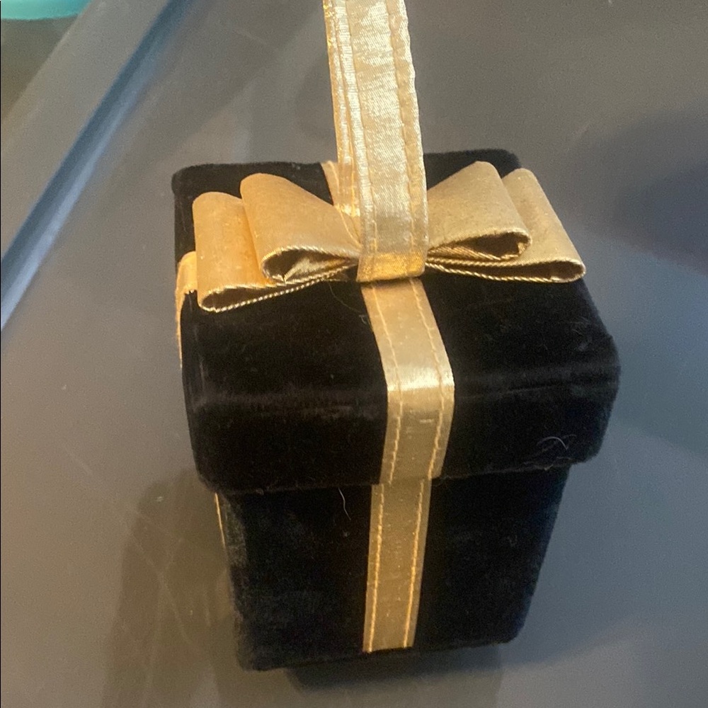 Black Velvet Gift Box with Gold Ribbon